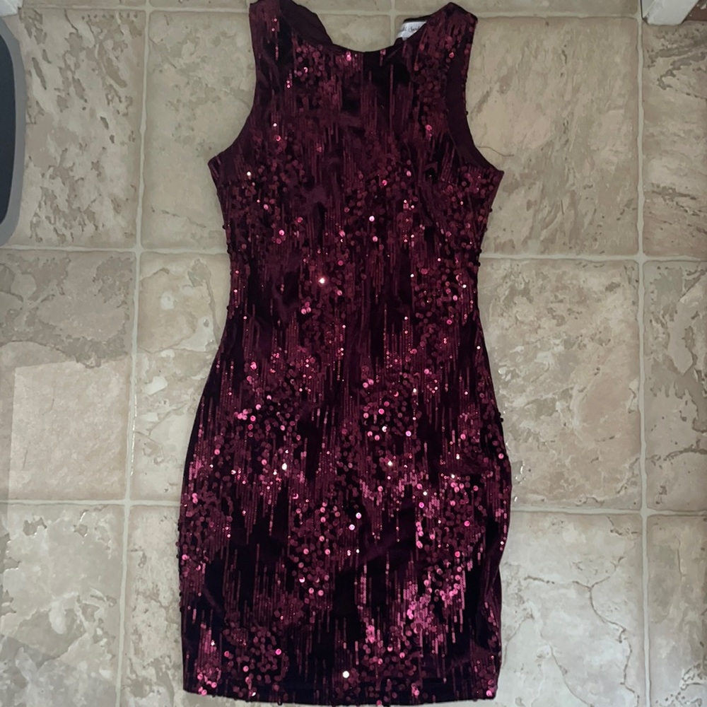 Burgandy sequin dress ⭐️ Perfect for holidays!